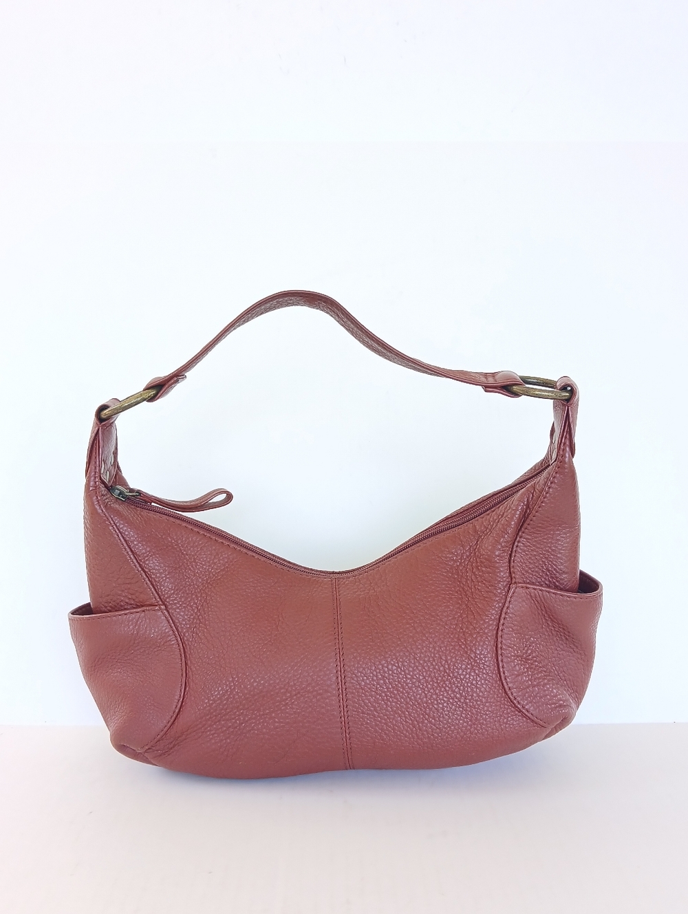 HOBO International Pebbled Leather Shoulder Bag Brick Red